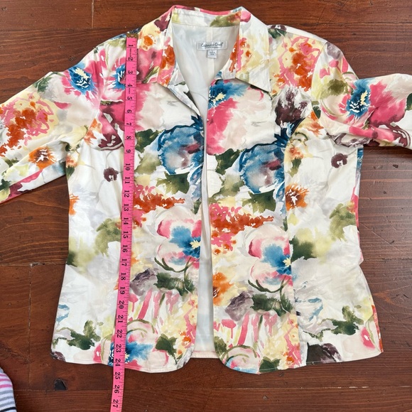 Coldwater‎ Creek Watercolor floral blazer jacket. Size Large - Picture 8 of 9